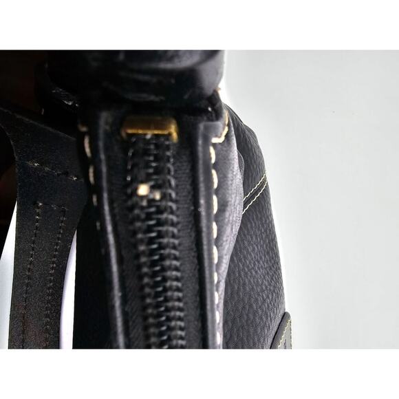 Y2K Dooney & Bourke Black Pebbled Leather Mini East West Slouch Hobo Duck Charm - Picture 12 of 14